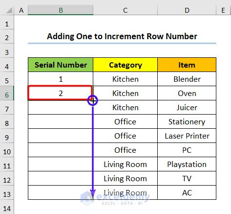 Excel Trick: 5 Ways to Increment Rows